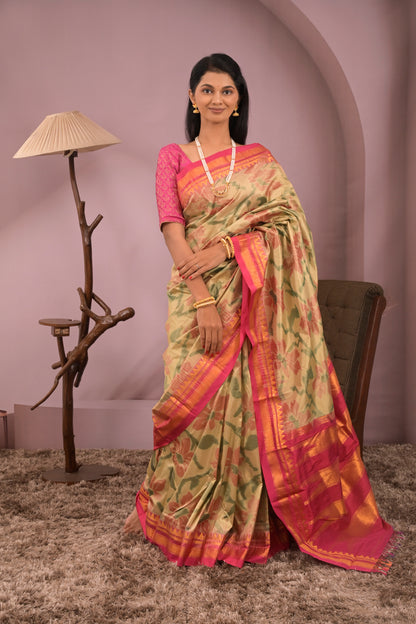 Kolhapuri Ilkal Woven Tie and Dye Ikkat