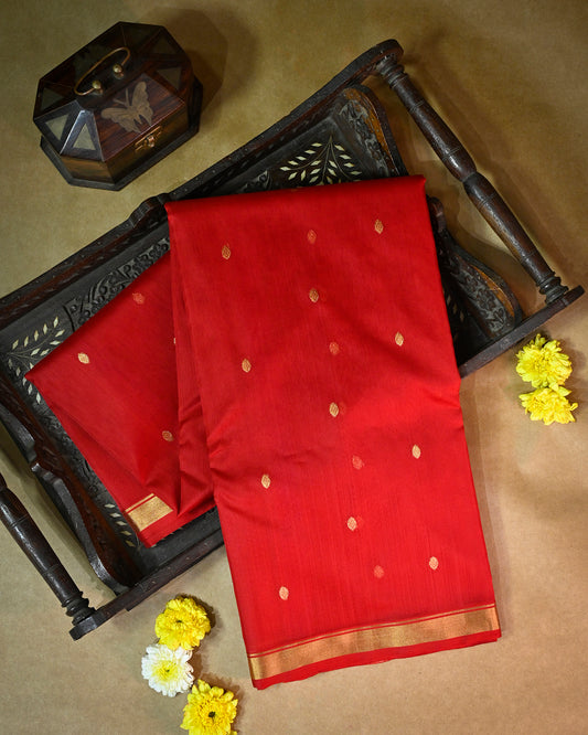 Red Chanderi Silk Saree -Elegant Tradition