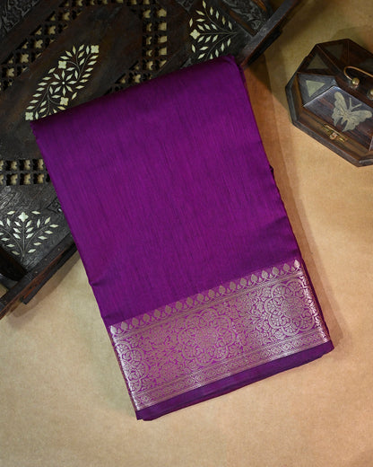Purple Cotton/Linen Saree – Woven Plain Body with Rich Pallu
