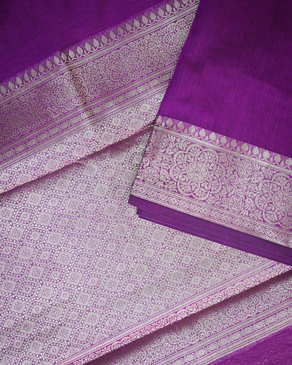 Purple Cotton/Linen Saree – Woven Plain Body with Rich Pallu