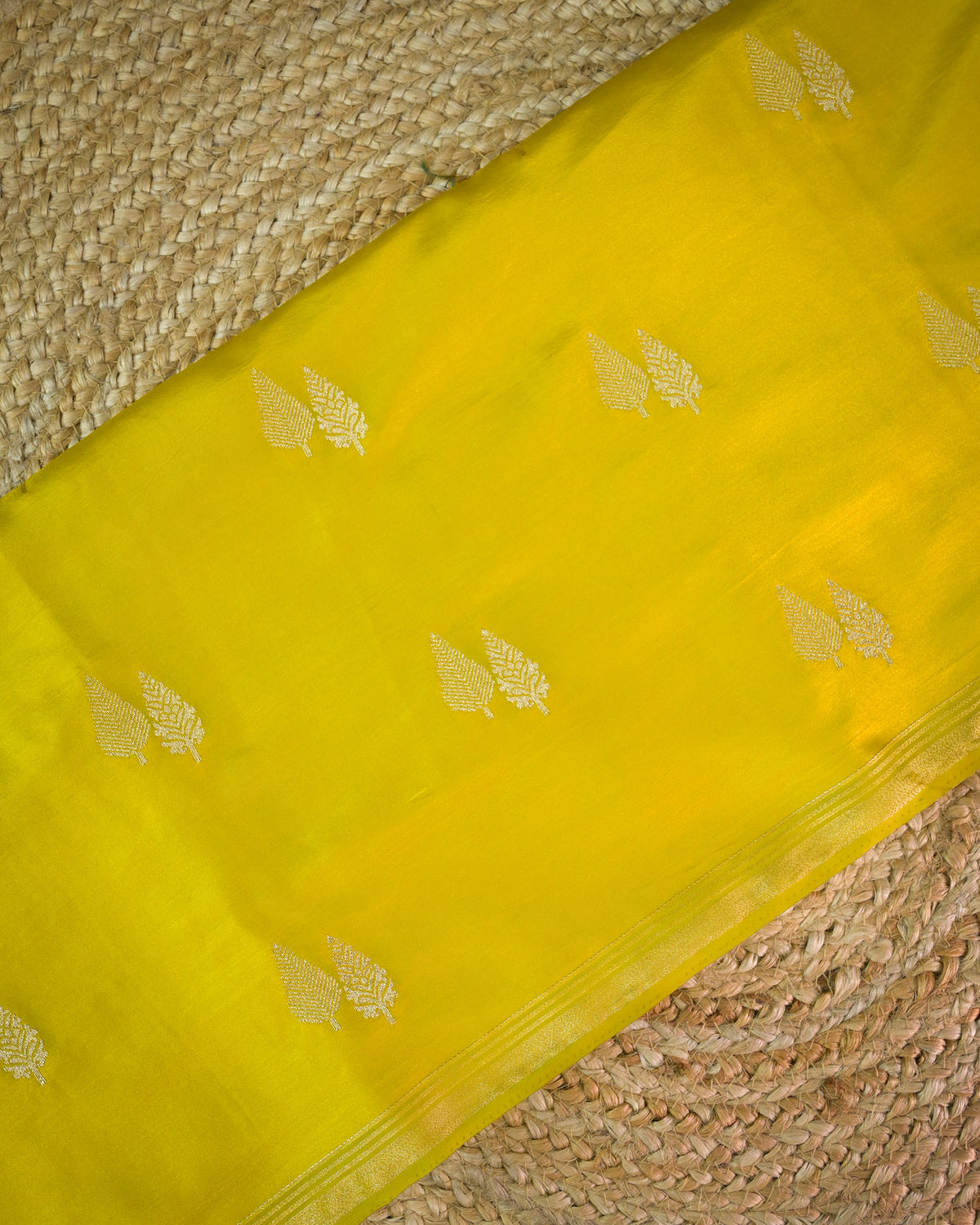 Lemon Yellow Semi Silk Gajji Silk