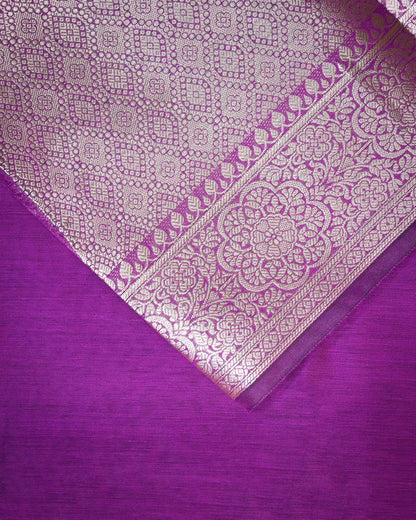 Purple Cotton/Linen Saree – Woven Plain Body with Rich Pallu