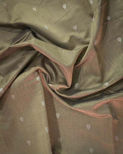 Grey Chanderi Cotton Saree with Woven Buttis & Piping Border