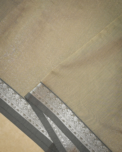 Grey Chanderi Cotton Saree with Woven Buttis & Piping Border