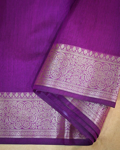 Purple Cotton/Linen Saree – Woven Plain Body with Rich Pallu