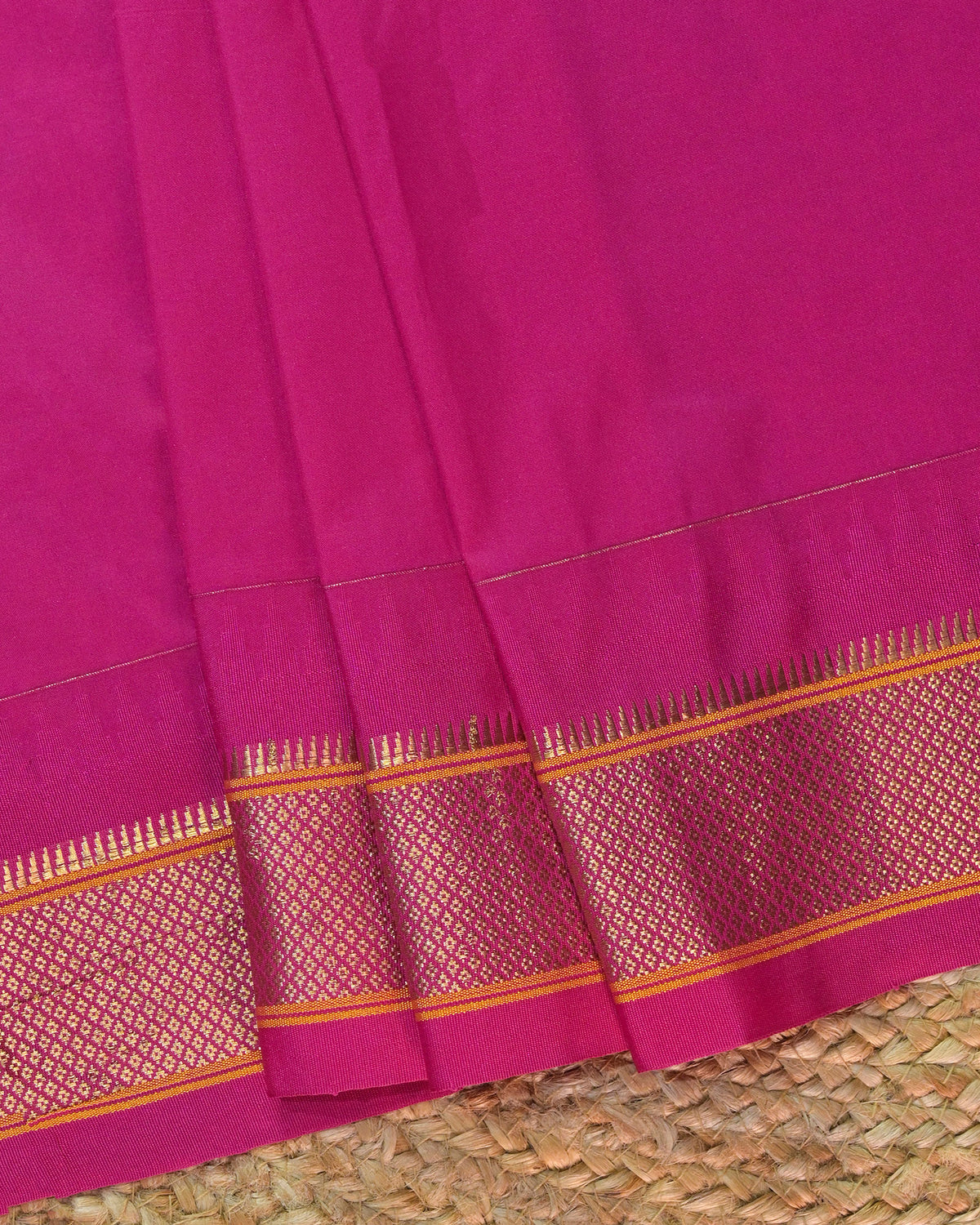 Navy Blue Semi Paithani Silk Saree with Pink Contrast & Woven Chunri Buttis