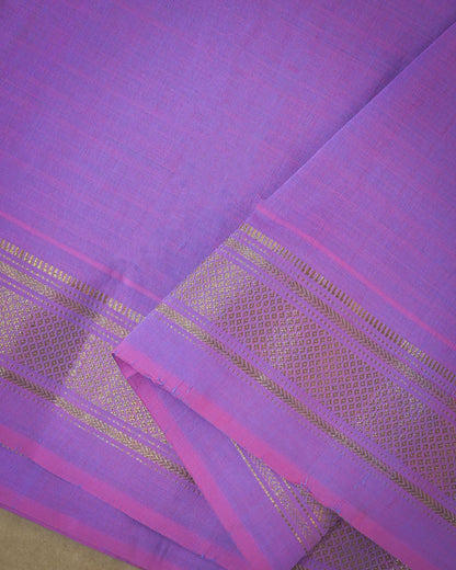 Lavender Handloom Cotton Paithani Saree with Heavy Zari Pallu