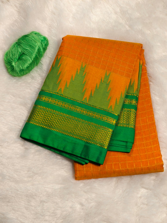 Kolhapuri Illkal Cotton Chex Saree