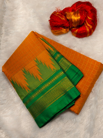 Kolhapuri Illkal Cotton Chex Saree