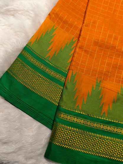 Kolhapuri Illkal Cotton Chex Saree