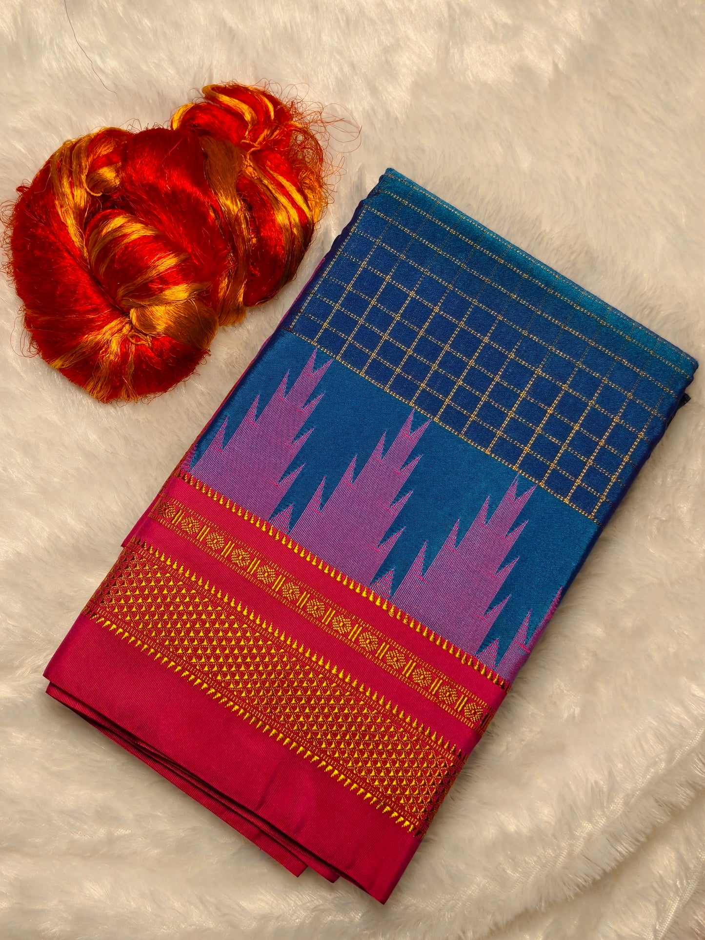 Kolhapuri Illkal Cotton Chex Saree