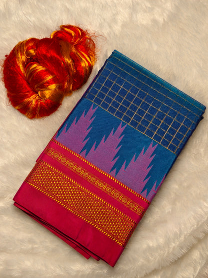 Kolhapuri Illkal Cotton Chex Saree