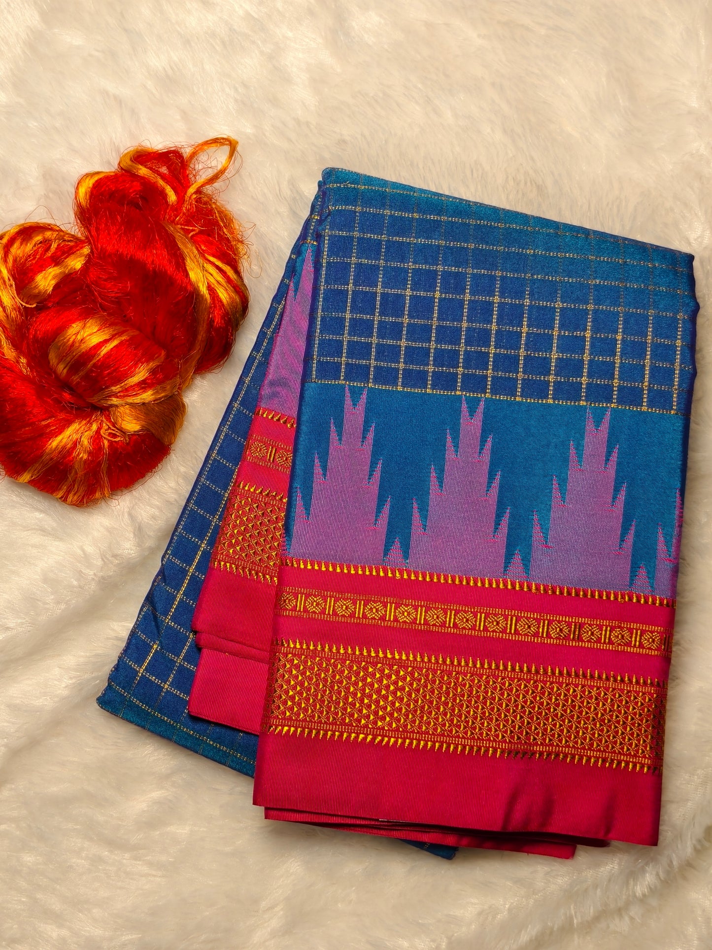 Kolhapuri Illkal Cotton Chex Saree