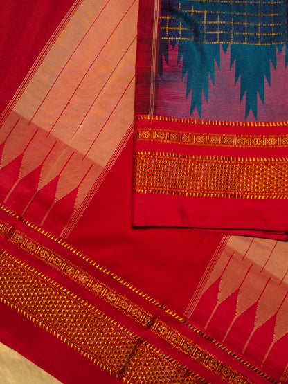 Kolhapuri Illkal Cotton Chex Saree