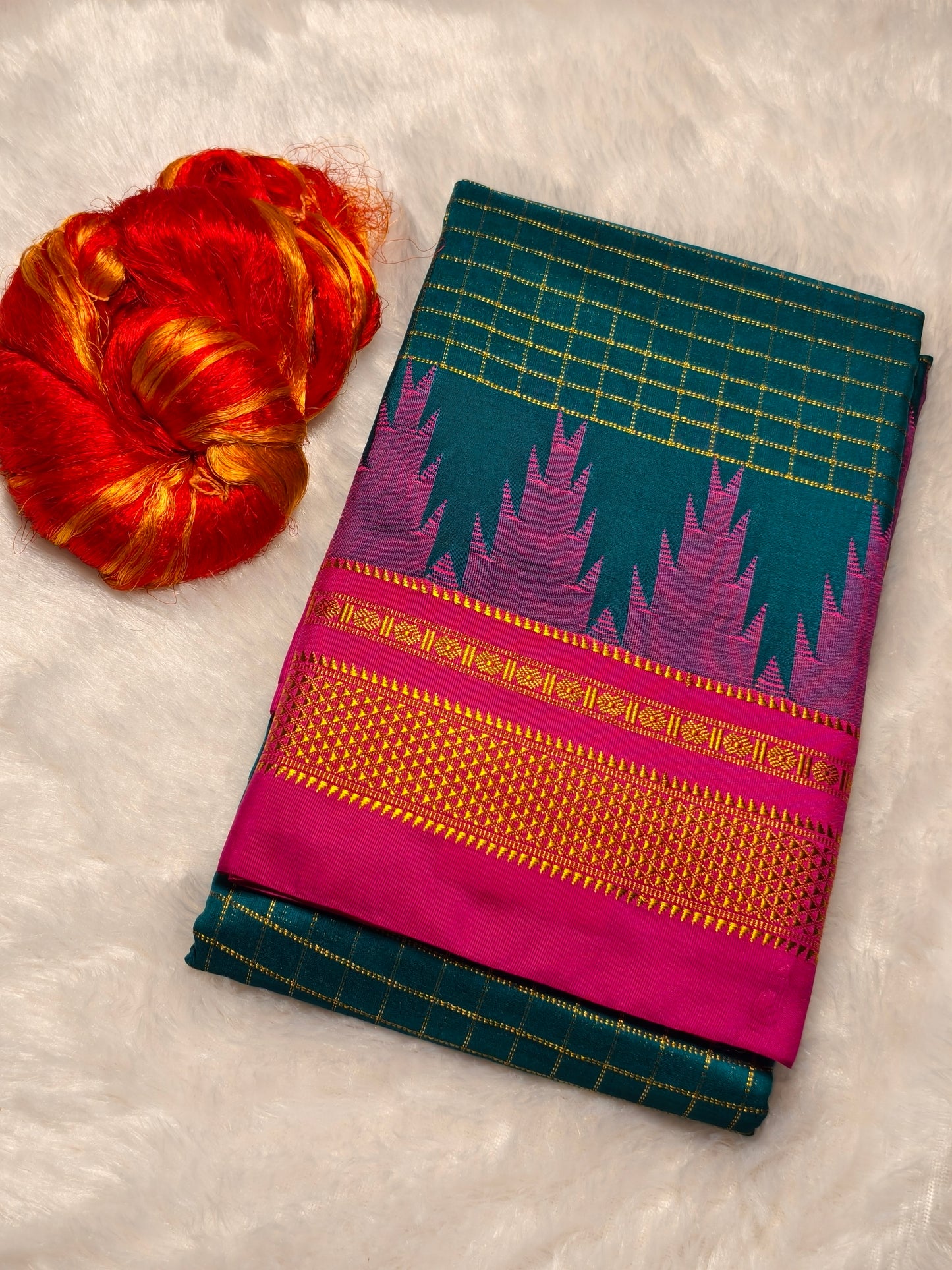 Kolhapuri Illkal Cotton Chex Saree