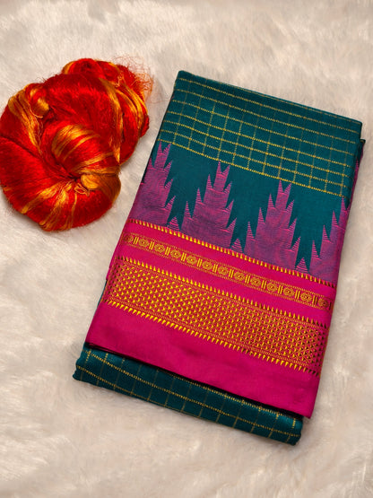 Kolhapuri Illkal Cotton Chex Saree