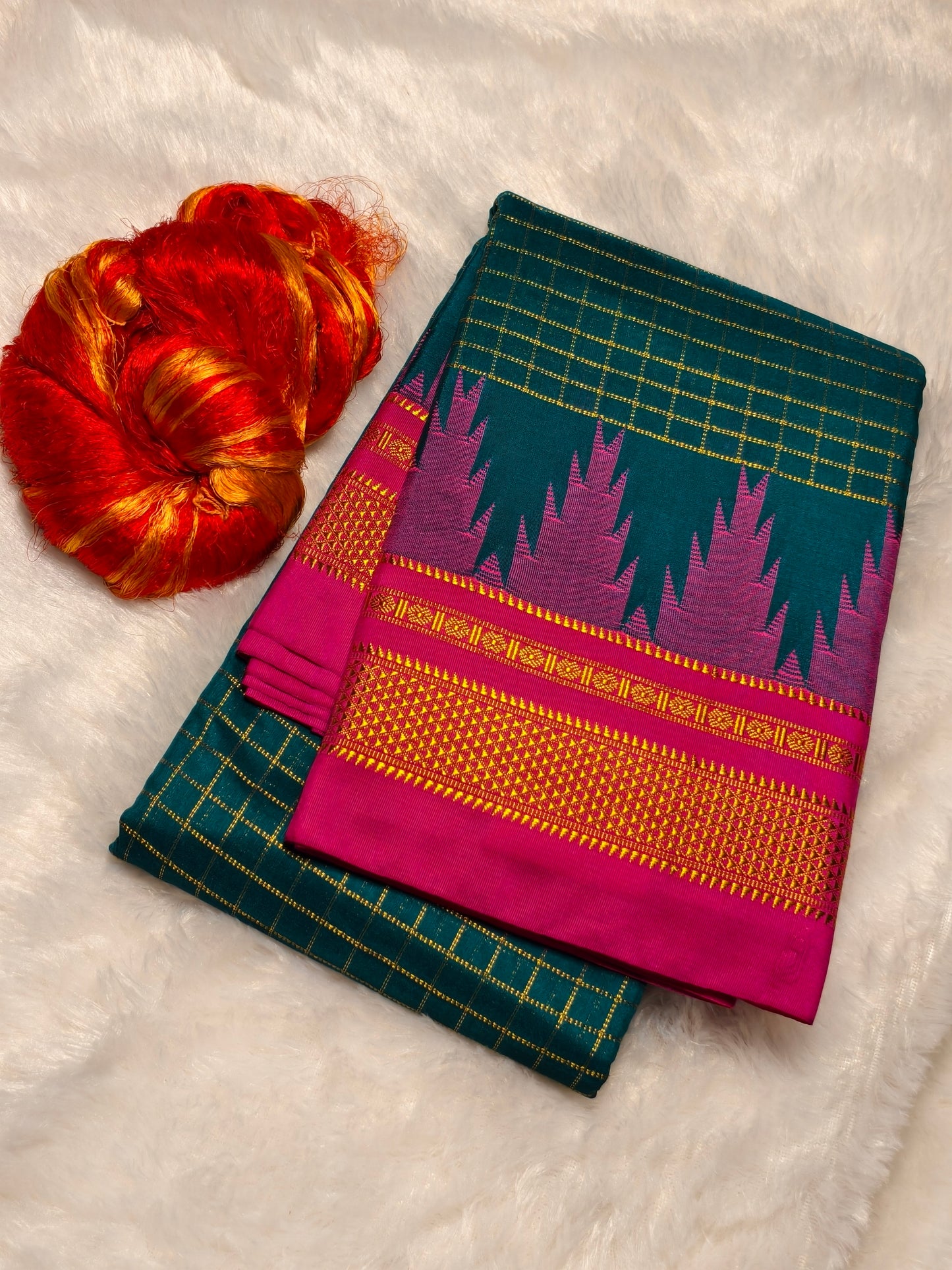 Kolhapuri Illkal Cotton Chex Saree