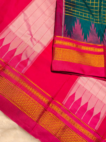 Kolhapuri Illkal Cotton Chex Saree
