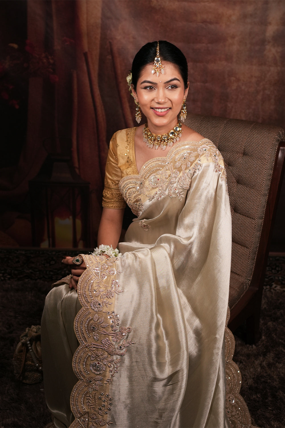 Pure Banarasi Tissue with Heavy Zardosi Hand Work Saree