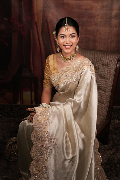 Pure Banarasi Tissue with Heavy Zardosi Hand Work Saree