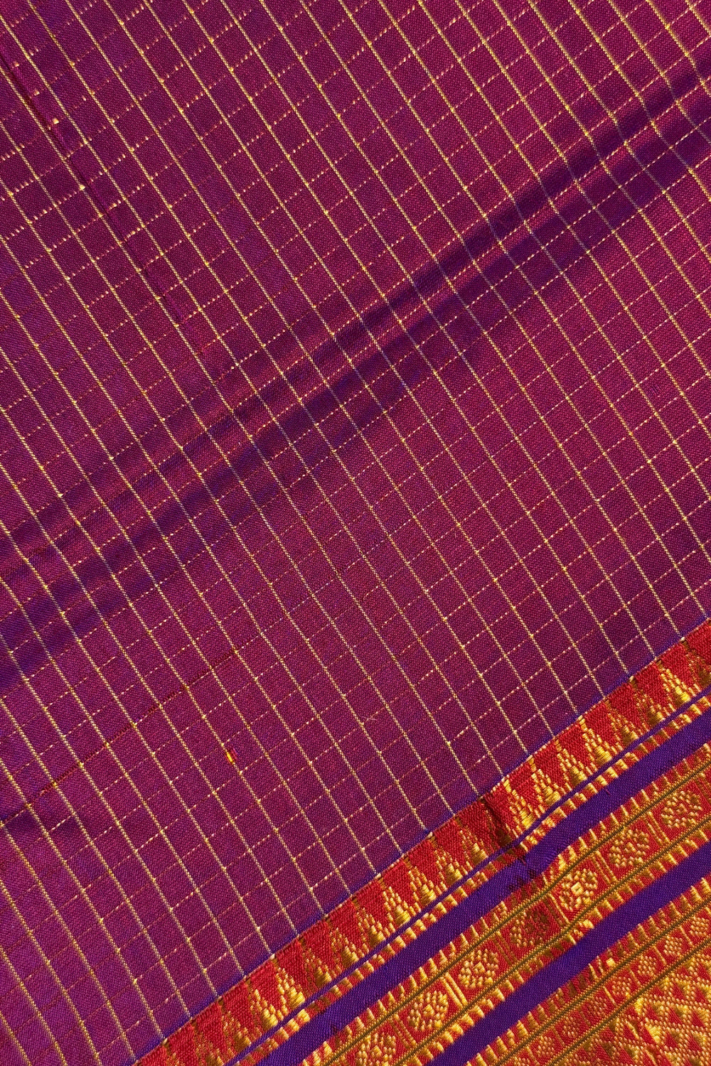 Kolhapuri Illkal chex cotton silk