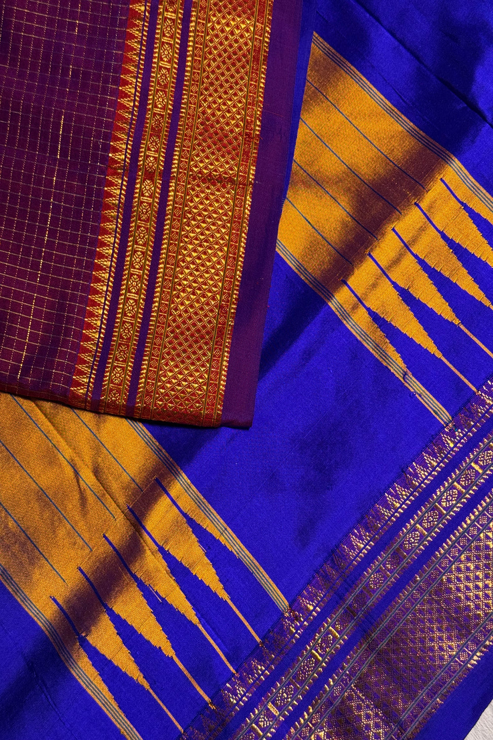 Kolhapuri Illkal chex cotton silk