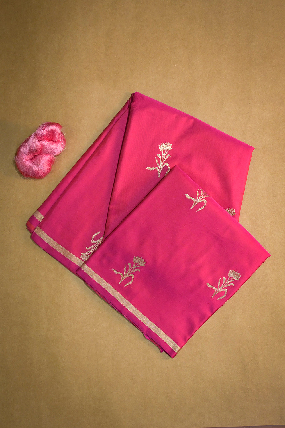 Banarasi And Satin Mashroo Silk With Woven Flower Jari Motifs