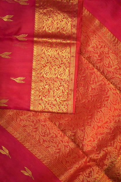 Chanderi Woven Leaf Jari Motifs With Self Matching