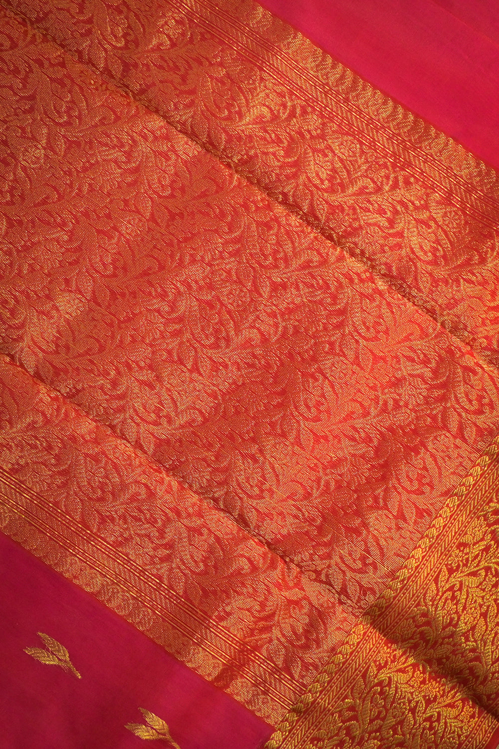 Chanderi Woven Leaf Jari Motifs With Self Matching