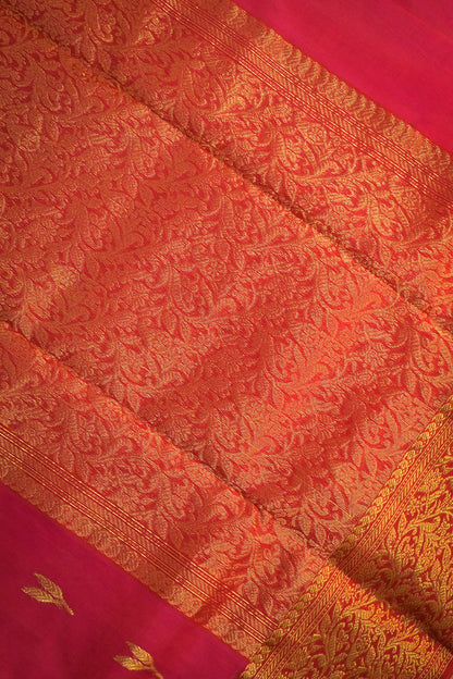 Chanderi Woven Leaf Jari Motifs With Self Matching