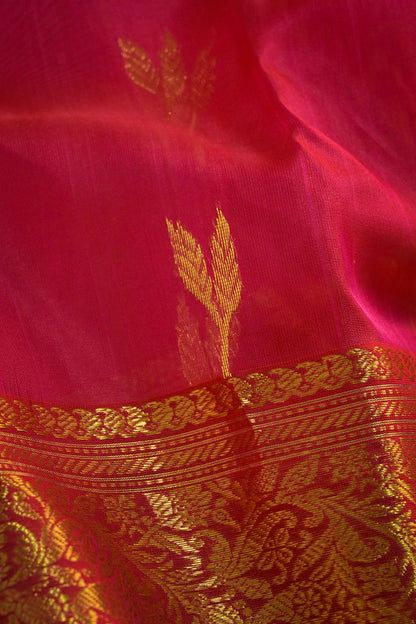Chanderi Woven Leaf Jari Motifs With Self Matching