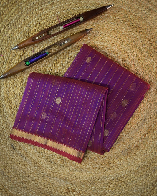 Magenta Silk Chanderi Saree