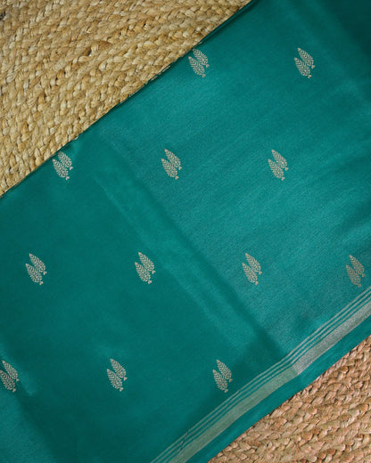 Teal blue Semi Silk Gajji Silk