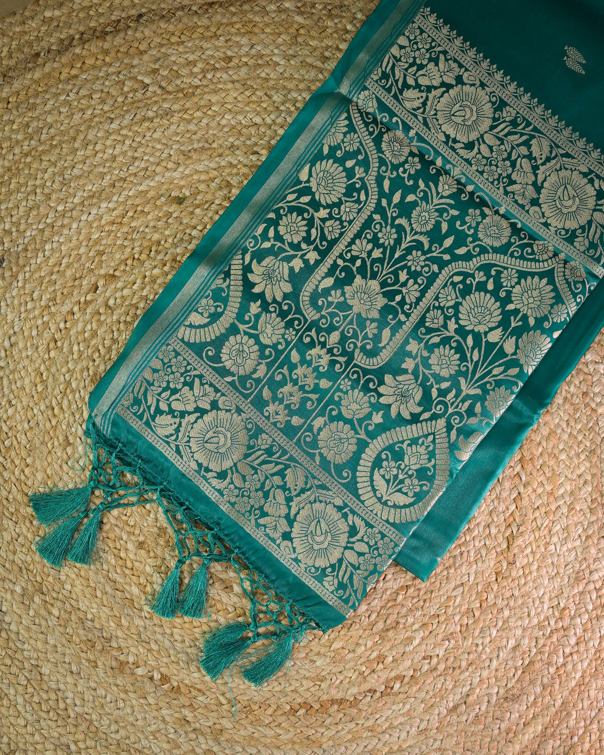 Teal blue Semi Silk Gajji Silk