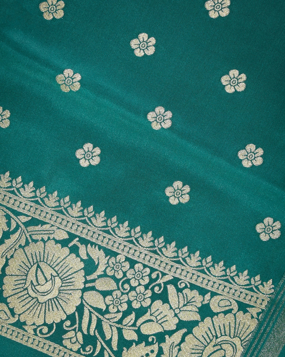 Teal blue Semi Silk Gajji Silk