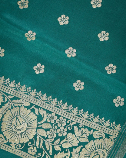 Teal blue Semi Silk Gajji Silk
