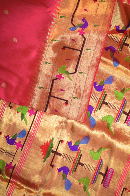 Paithani Handwoven Paithani With Peacock Border