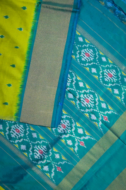 Ikkat Patola Tie And Dye Weave With Blue Contrast