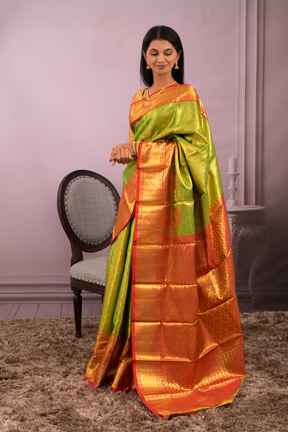 Tissue Woven Self Flower Jari Motifs