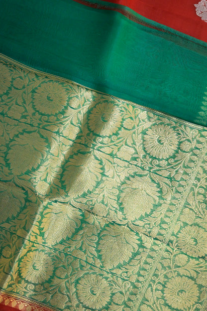 Organza Woven Jari Motifs With Green Contrast