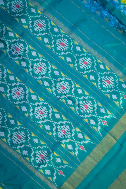 Ikkat Patola Tie And Dye Weave With Blue Contrast