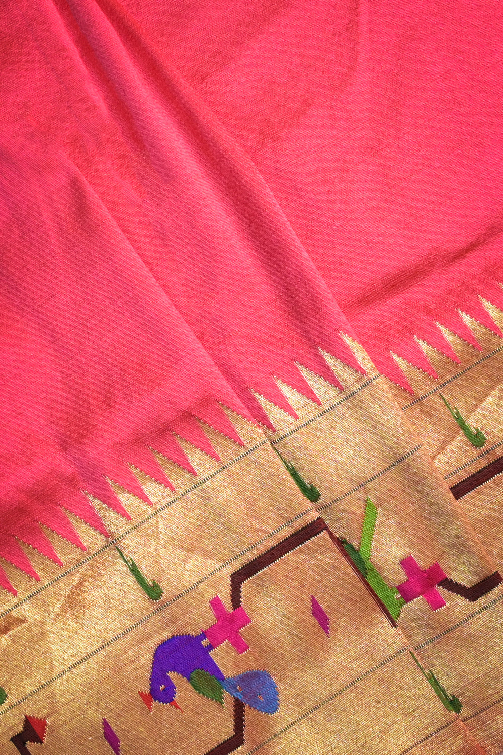 Paithani Handwoven Paithani With Peacock Border