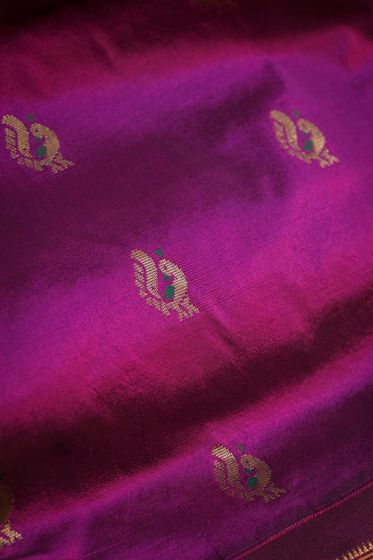 9yard Handwoven Pure Paithani With Peacock Meena Buttis