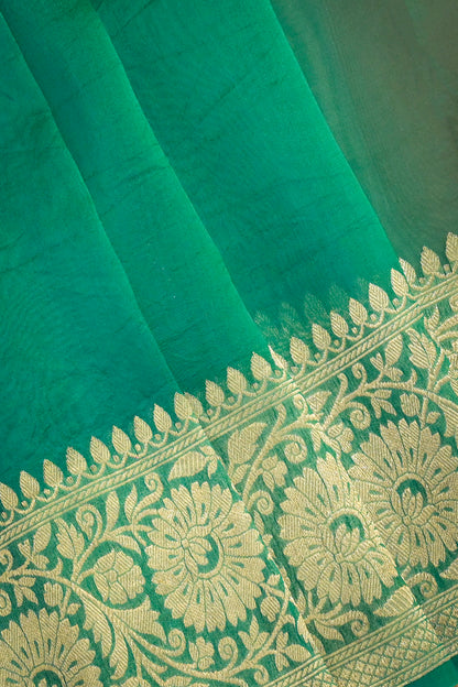 Organza Woven Jari Motifs With Green Contrast