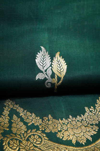 Banarasi Woven Double Leaf Motifs With Necklace Border