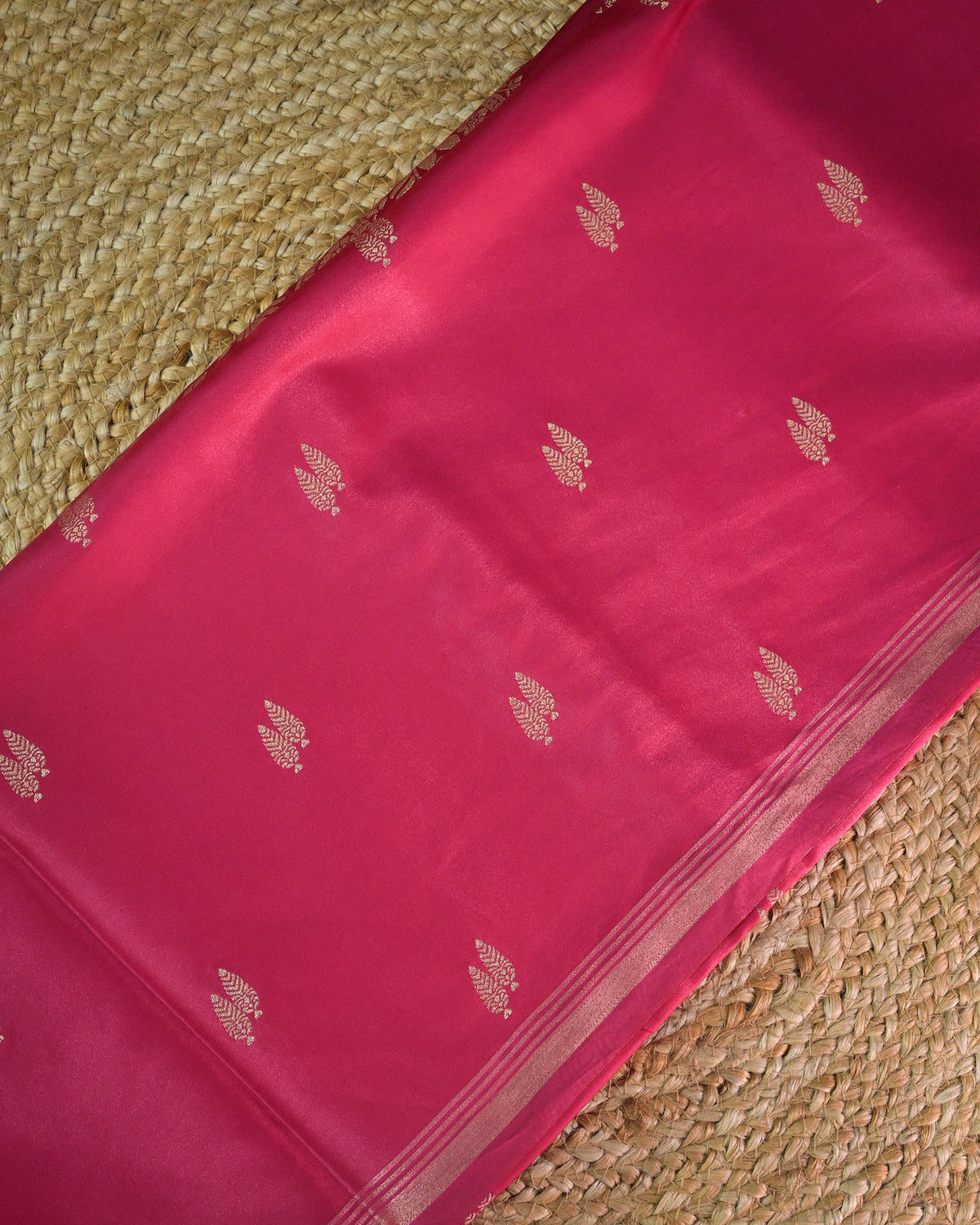 Hot pink Semi Silk Gajji Silk