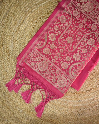 Hot pink Semi Silk Gajji Silk
