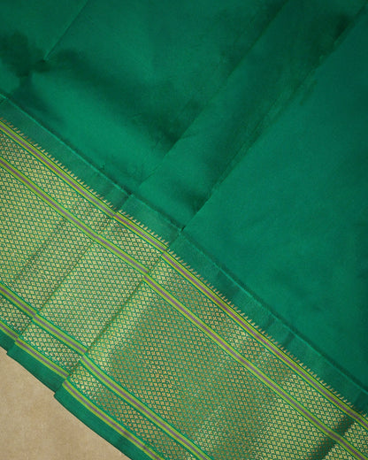 Royal blue Silk Paithanis Woven paithani with green contrast