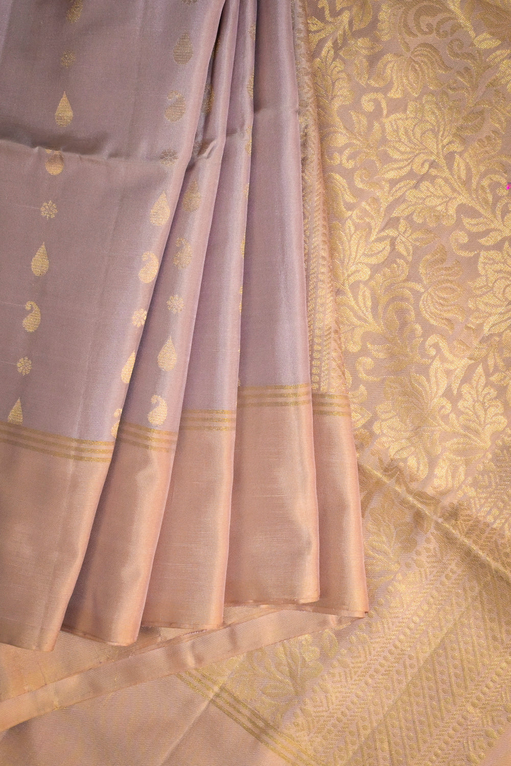 Soft Silk Lining Jari Motifs With Gold Contrast