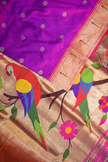 Paithani Handwoven Paithani With Single Muniya Border